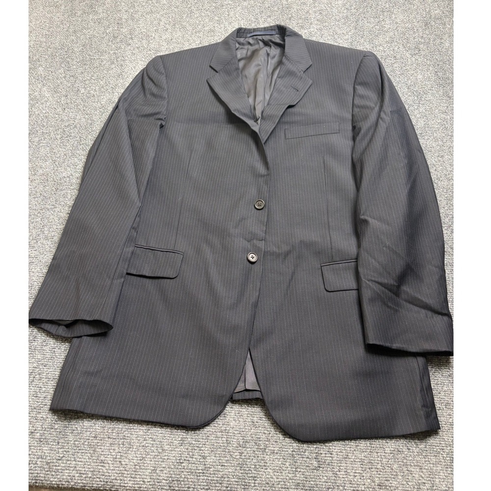 Burberry London Mens 44 Reg Navy Blue Pinstripe 100% Wool 2-Button Blazer USA
